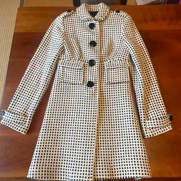 BANANA REPUBLIC 체크 무늬 롱 코트 XS