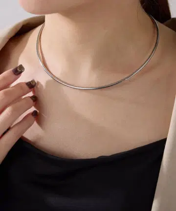 미사용 새상품 PAPILLONNER 스테인리스 메탈 초커 실버