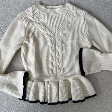 MOUSSY 화이트 케이블 짜임 니트 F