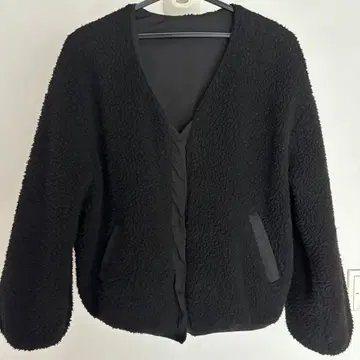 리버서블 보아 블루종 블랙 프리 사이즈