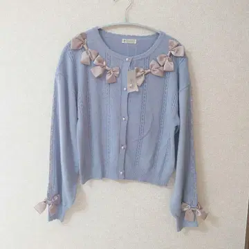 axes femme 새틴 리본 니트 가디건 프리 사이즈 택 포함