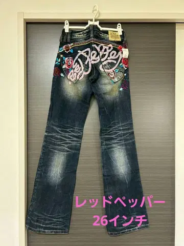 RED PEPPER 부츠컷 데미지 자수 데님 26인치 미사용 새상품