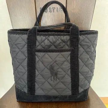 랄프 로렌 코듀로이 토트백 블랙