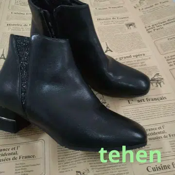 tehen 블랙 숏부츠 지퍼 포함