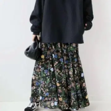 JOURNAL STANDARD relume 꽃무늬 머메이드 스커트 블랙