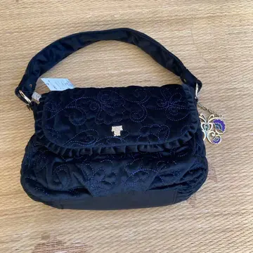 ANNA SUI 자수 장식 블랙 벨로아 백