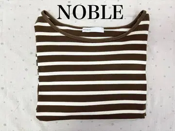 NOBLE 돌먼 브라운 보더 긴팔 셔츠 노블 브라운 보더 T