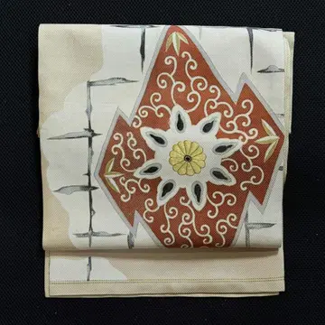 꽃무늬 베이지 오렌지 오비