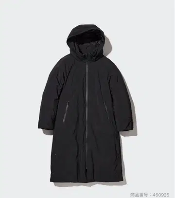 유니클로 울트라 웜 하이브리드 다운 롱 코트 블랙 M