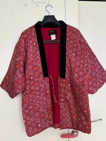 구루메 반텐 빨간 꽃무늬 반텐 여성용 일본제