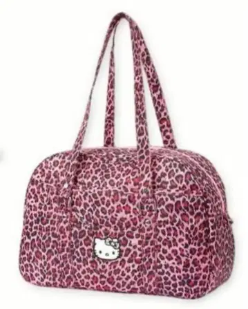 산리오 아베일 헬로키티 레오파드 무늬 보스턴 백 핑크