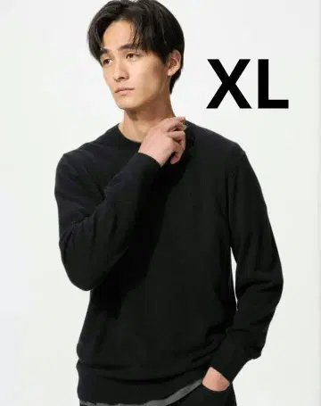 미사용 새상품 유니클로 캐시미어 크루넥 스웨터 블랙 XL 니트