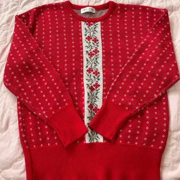 SAISON DE EILE 빨간색 꽃 패턴 니트 M 사이즈