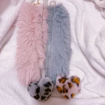 새상품 퍼 참 꼬리 그레이 키링 댄스 헤이세이 갸루 Y2K