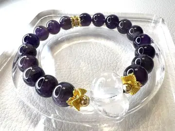 자수정 수정 하트 팔찌