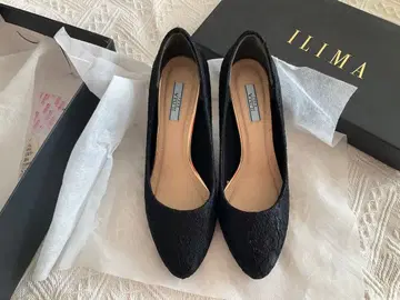 ILIMA 블랙 레이스 하이힐