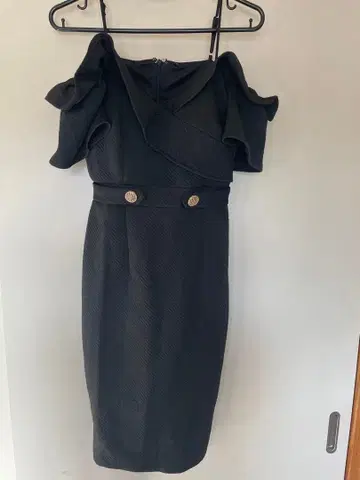 블랙 오프숄더 드레스 M