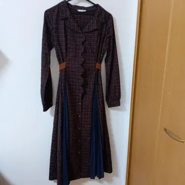 REDYAZEL 롱 셔츠 원피스 브라운 계열 체크 S 사이즈