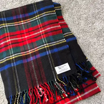 존스톤즈 캐시미어 혼방 스톨 그린 라벨 별주 그레이 계열 체크