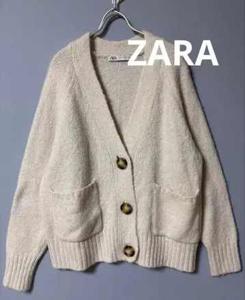 ZARA 포켓 부착 니트 가디건 에크루