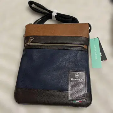 Bianchi 가죽 숄더백 네이비/브라운