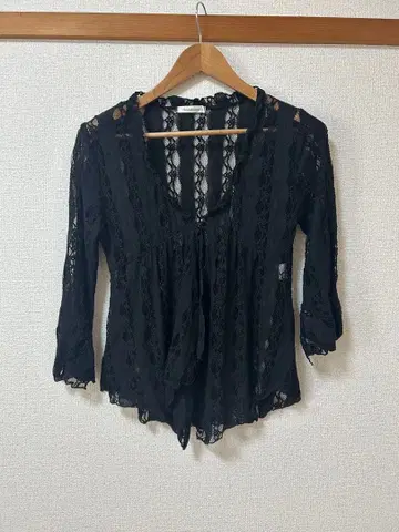 Lacifonelli 레이스 상의 레이어 7부 기장 y2k 구제 의류