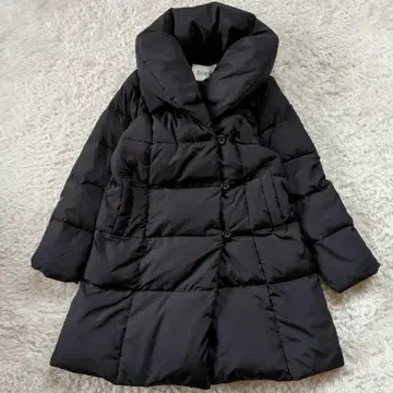 로페 다운 코트 롱 숄카라 A라인 여배우 옷깃 블랙 M