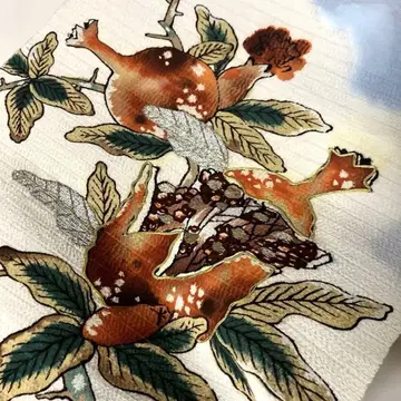 회화풍 앤티크 석류 워싱 완료 빈티지 원단 수예품 오비 옛날 옷장