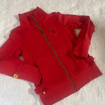 페라리 로고 풀 집업 후드티 레드