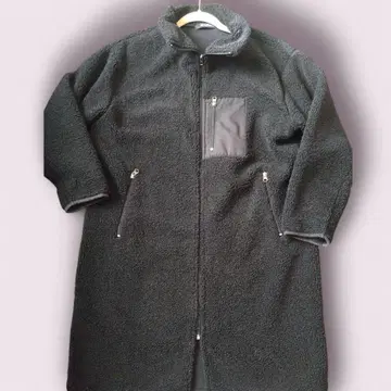 플리스 블랙 롱 코트