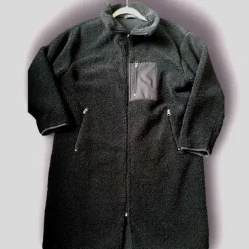 플리스 블랙 롱 코트