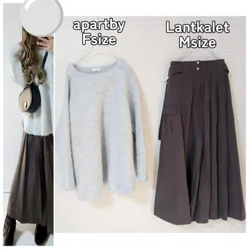 코디 세트 샤기 니트 플리츠 스커트