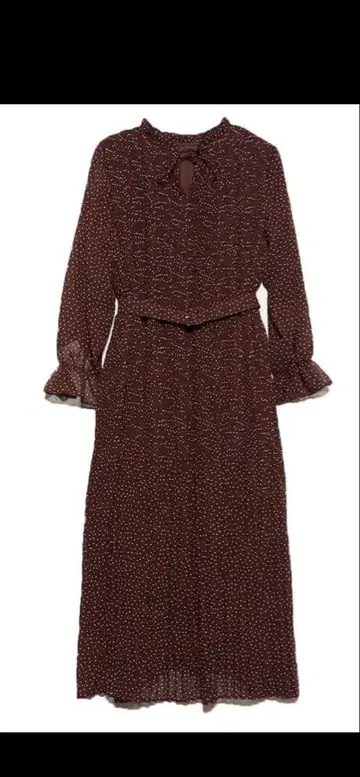 미라 오웬 도트 브라운 원피스