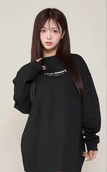 darich 하트 모티브 롱 T셔츠 (블랙)