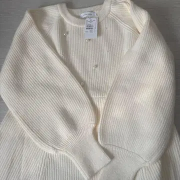 prose verse 프론트 펄 래글런 페플럼 니트 L