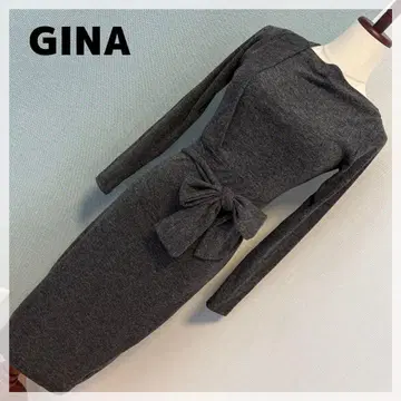 [지나] 허리 리본 니트 원피스 차콜 그레이 포멀