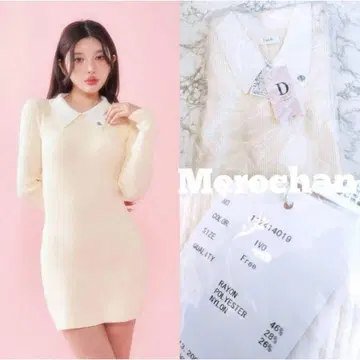 [새상품] 다리치 컬러 리브 니트 미니 원피스