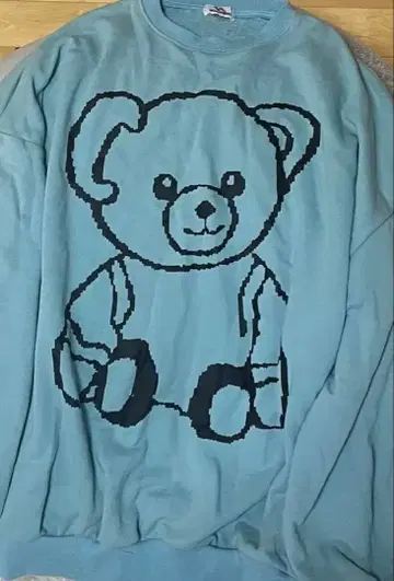 곰 자수 라이트 블루 맨투맨 프리 사이즈