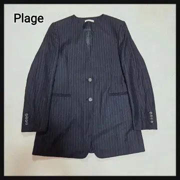 [새상품급] Plage 노카라 자켓 캐시미어 혼방 스트라이프 38