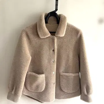 울 100% 보아 자켓 베이지 M 새상품급