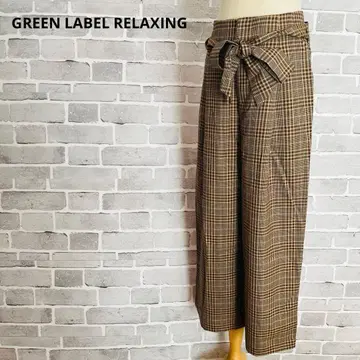 그린 라벨 체크 가우초 팬츠 리본 포함 M B355