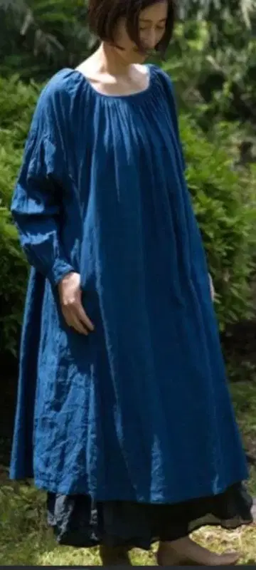 마키마로 코르시카 네이비 나염 원피스