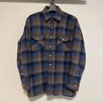 90s00s 레어 충전솜 플란넬 플란넬 셔츠 파랑 브라운 섀도우 체크