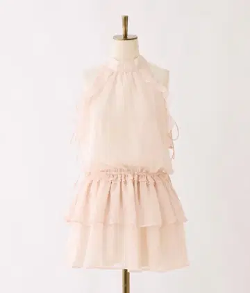 NICE CLAUP 아메스리 백리본 미니 원피스 핑크