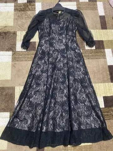 블랙 레이스 롱 드레스