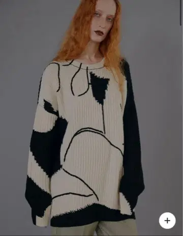 AMERI 아트풍 오버 사이즈 니트