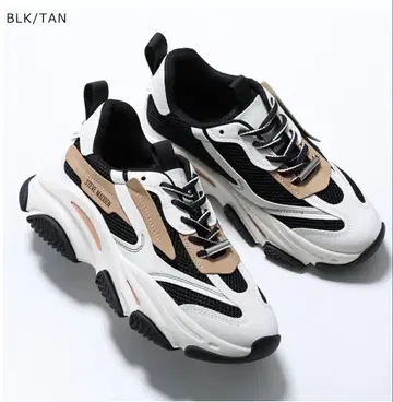 새상품 미사용 SteveMadden 블랙/탄 통굽 스니커즈