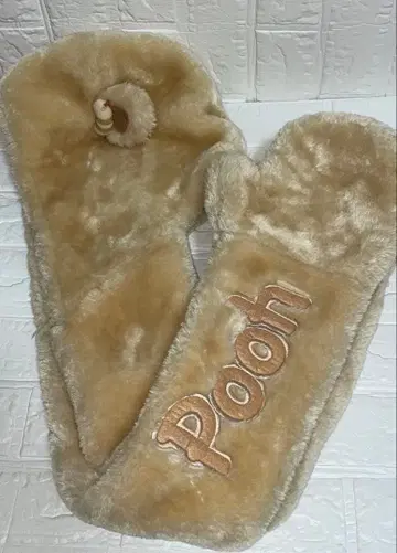 푸우 귀달린 머플러 장갑 미튼 포함 팬캡 디즈니 미튼