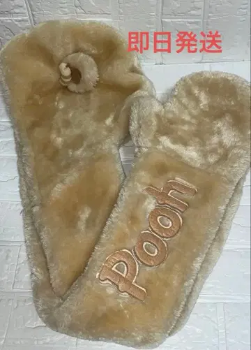 푸우 귀달린 머플러 장갑 미튼 포함 팬캡 디즈니 미튼