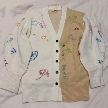 FURFUR 자수 가디건 화이트 베이지